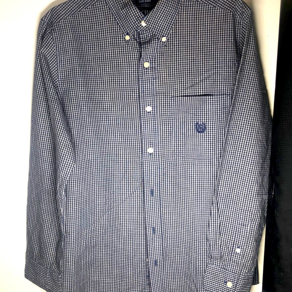 Blue & white Chaps long sleeve button dress shirt